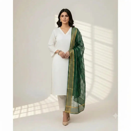 3 Pcs Women's Unstitched Plain Suit