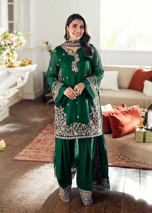 Green Embroidered Kurta Pajama Set for Women