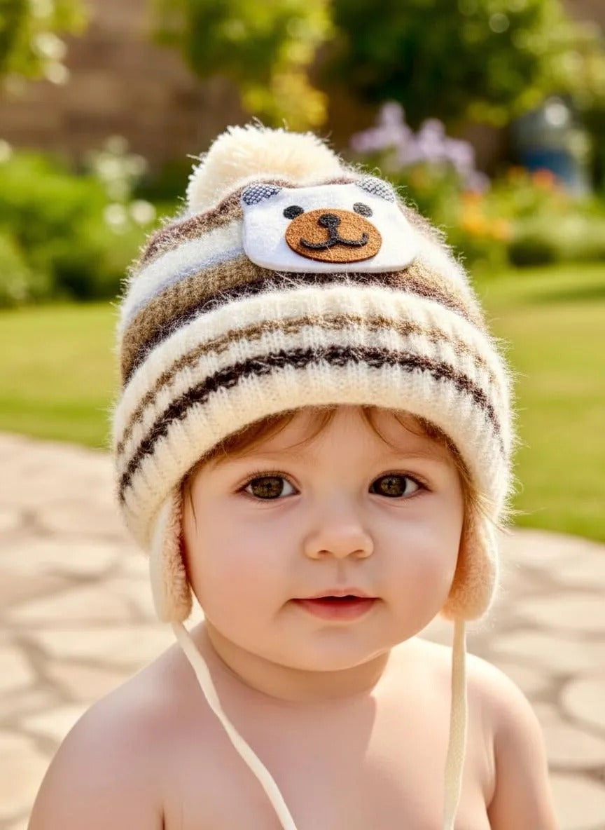 Golden Wool Baby Cap for Kids, Free Size, Durable, Stylish